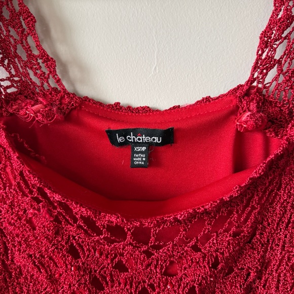 VTG Y2K Crochet Lace Red Blouse Top Sz XS - Picture 8 of 8